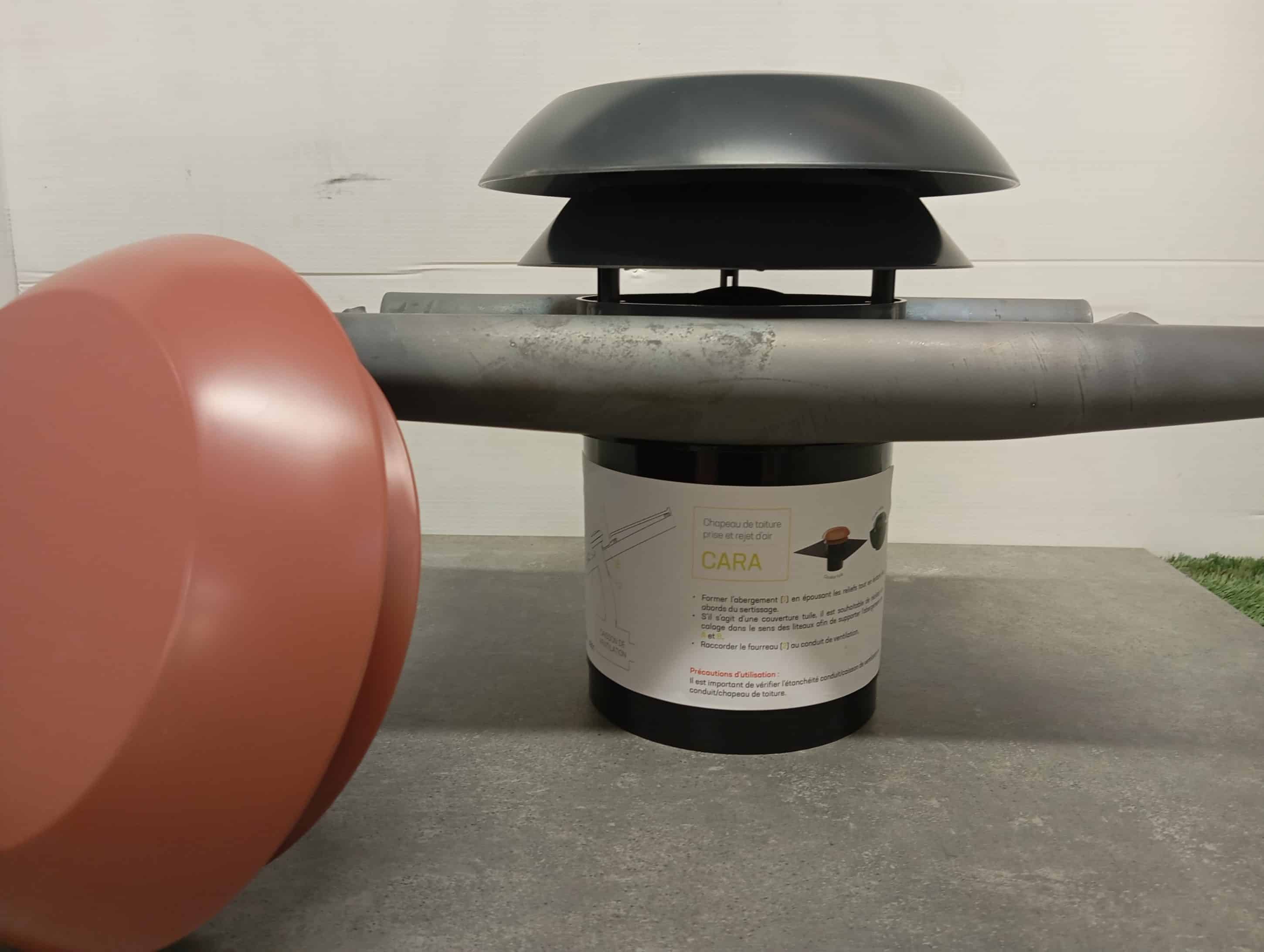 CHAPEAU DE TOITURE +PLOMB ROND D150 / D160 ARDOISE/TUILE