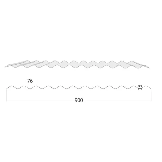 TOLE POLYCARBONATE P.O 76/18 2.50x0.90M