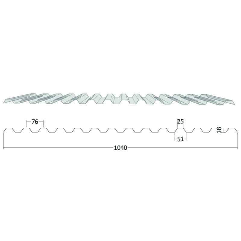 TOLE ONDULE PC GRECA 2.50X1.040M
