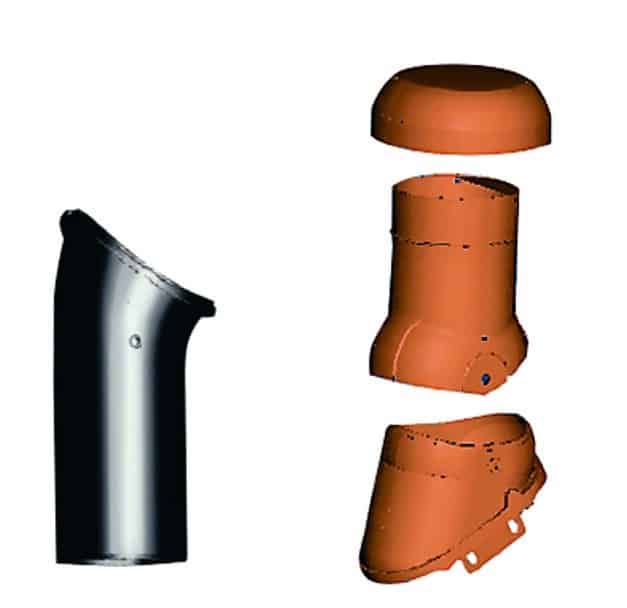 KIT Tuile DOUILLE VENTILATION ACTIVE DOUBLE ROMANE D125mm BRUN