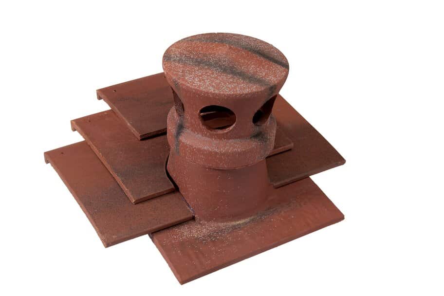 TUILE A DOUILLE +LANTERNE PLATE DE PAYS ROUGE VIEILLI  D.120 A BARETTE