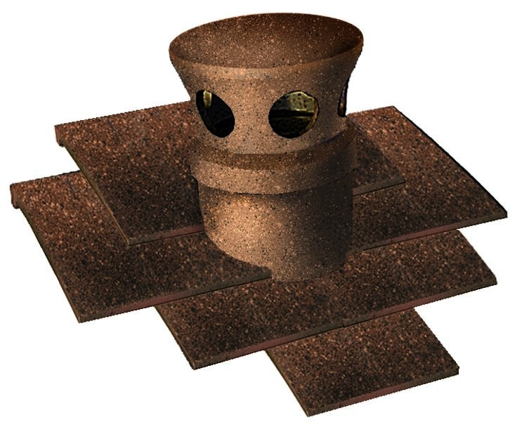 TUILE A DOUILLE +LANTERNE PLATE DE PAYS TERRE DE CHENE D.120 A BARETTE