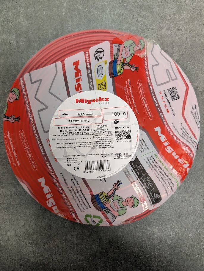 FIL HO7 V-U 1x1.5mm² ROUGE 100M