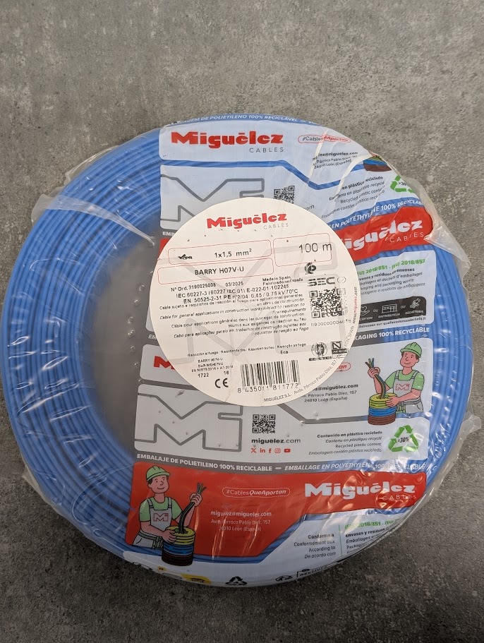 FIL HO7 V-U 1x1.5mm² BLEU 100M