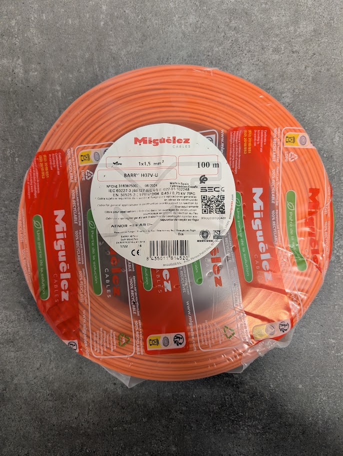 FIL H07 V-U 1x1.5mm² ORANGE 100M