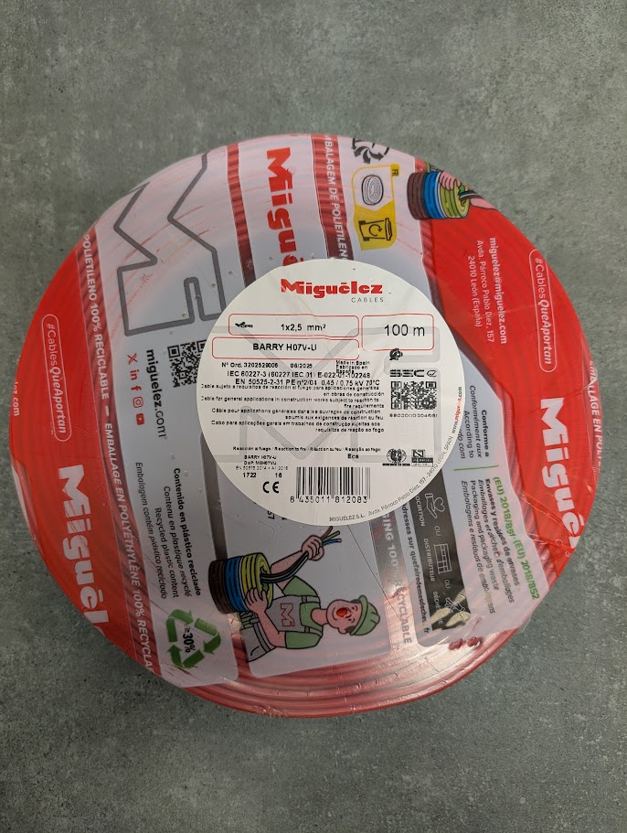 FIL HO7 V-U 1x2.5mm² ROUGE 100M