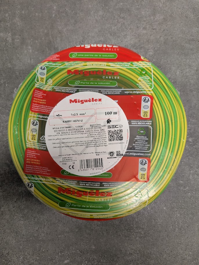 FIL vert/jaune 6mm²  100ml