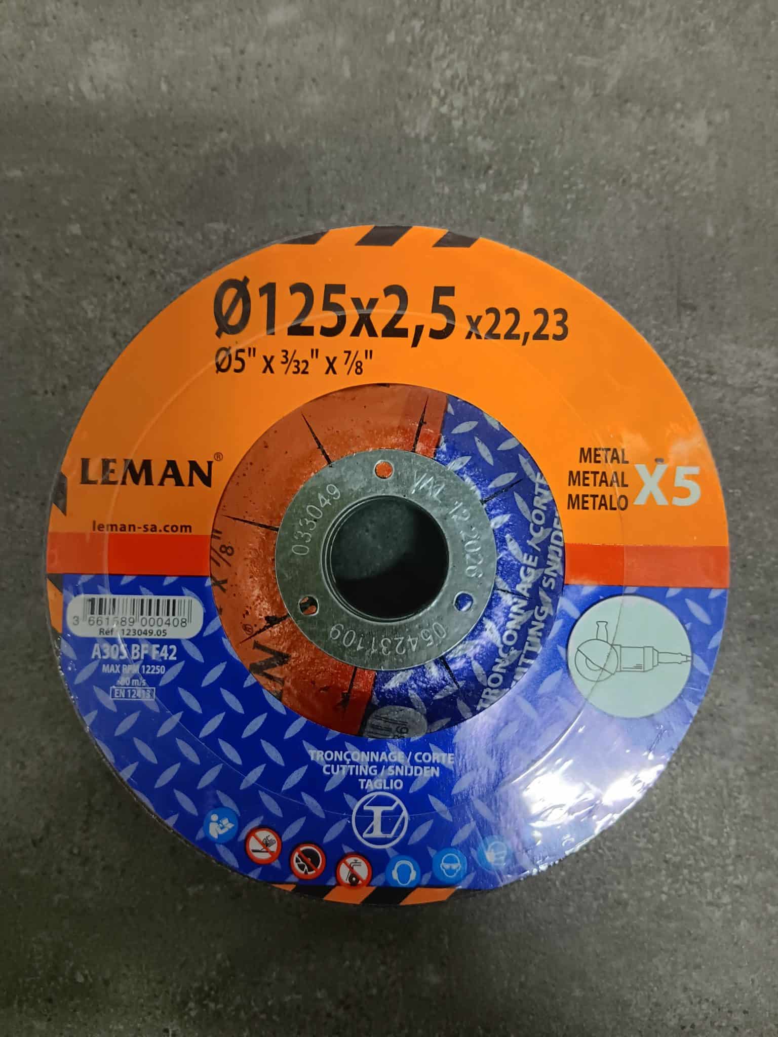 Lot de  5 Disques  METAL 125X2.5X22.23 M LOT DE 5 DISQUES