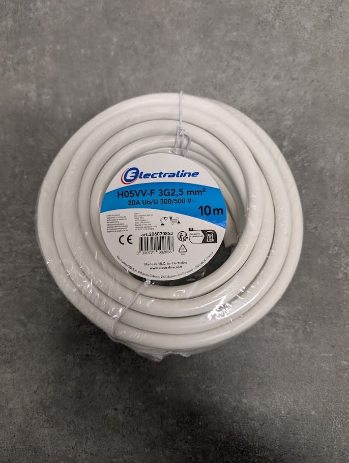 COUR FIL H05 VV-F 3G2.5mm² 10M BLANC