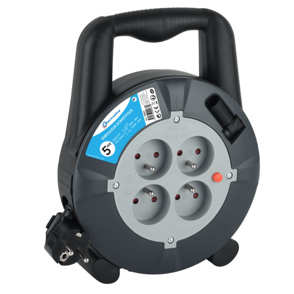 ENROULEUR BOITIER 5METRES 3G1.5mm² GRIS/