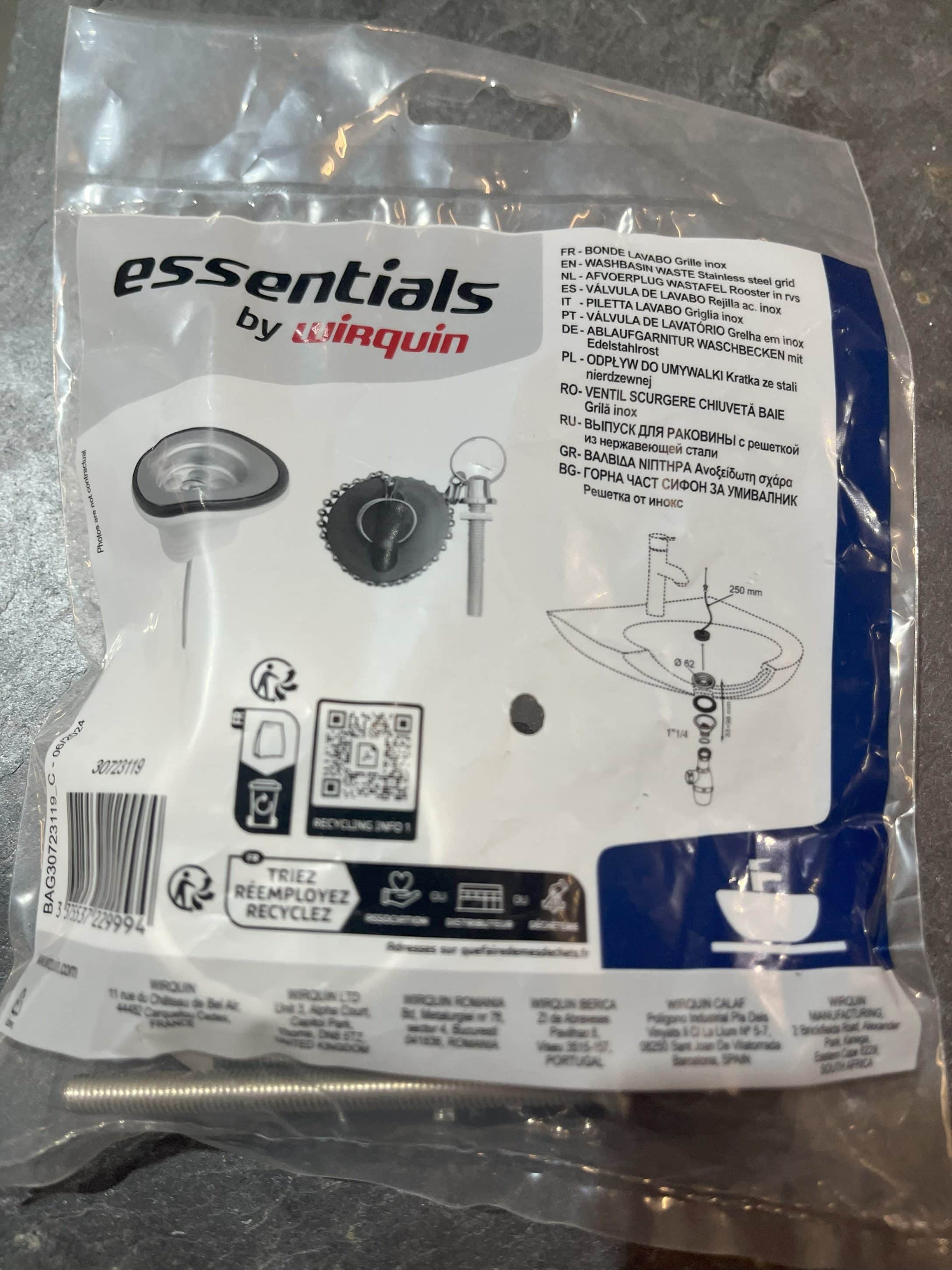 BONDE LAVABO A BOUCHON NOIR PRO