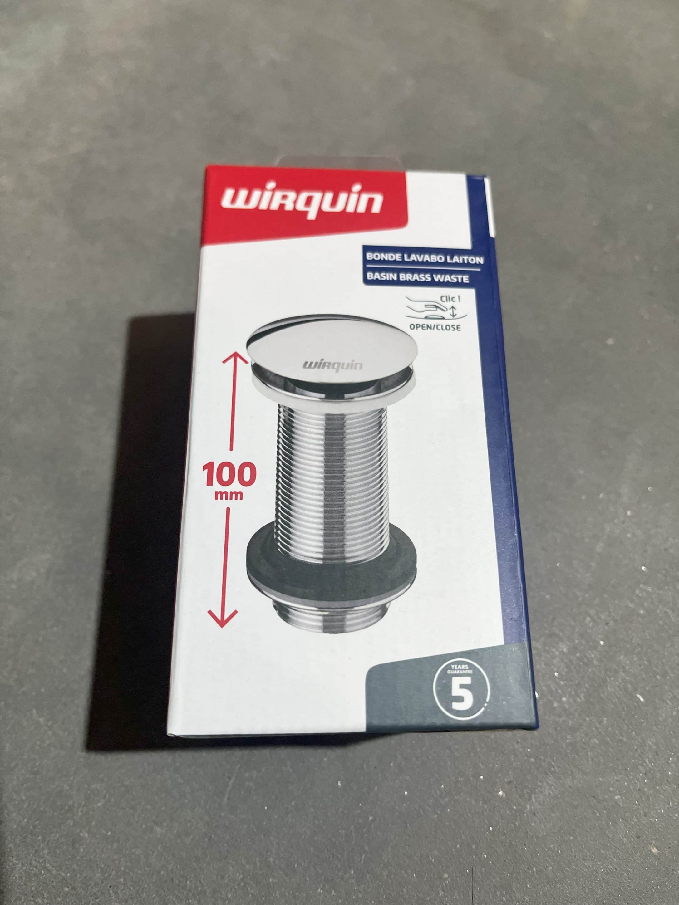 BONDE LAVABO LAITON QUICK CLAC 100MM POUR VASQUE SUR PLAN