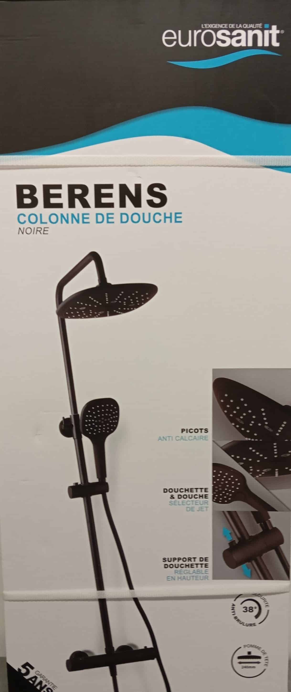COLONNE DOUCHE NOIRE THERMOSTATIQUE BERENS NOIRE