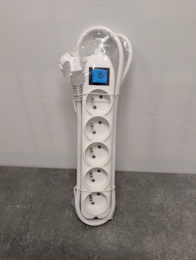 BLOC 5 PRISES 16A + INTER 3G1.0mm² 1m50 BLANC