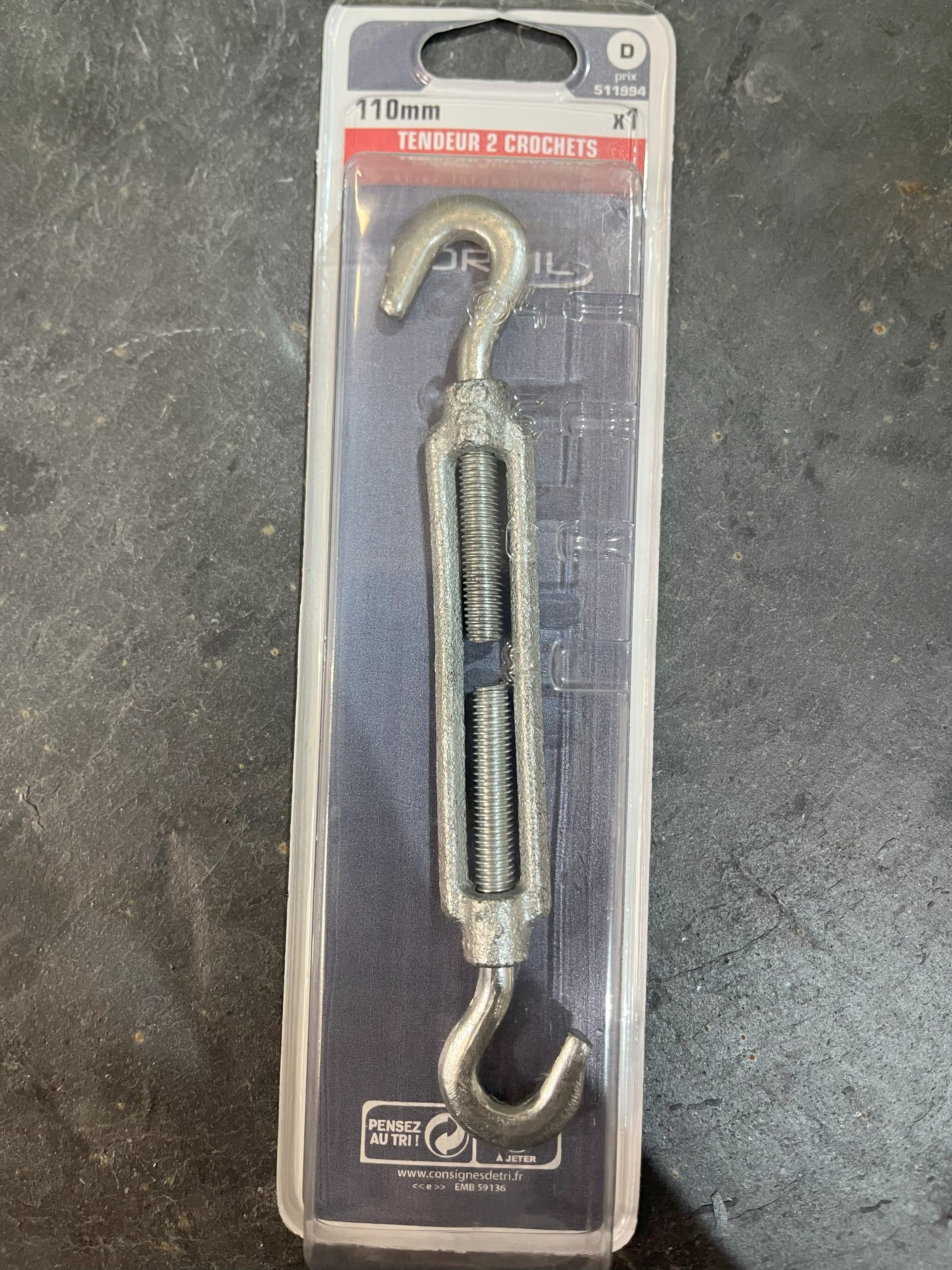 TENDEUR 2 CROCHETS GALV  8X110