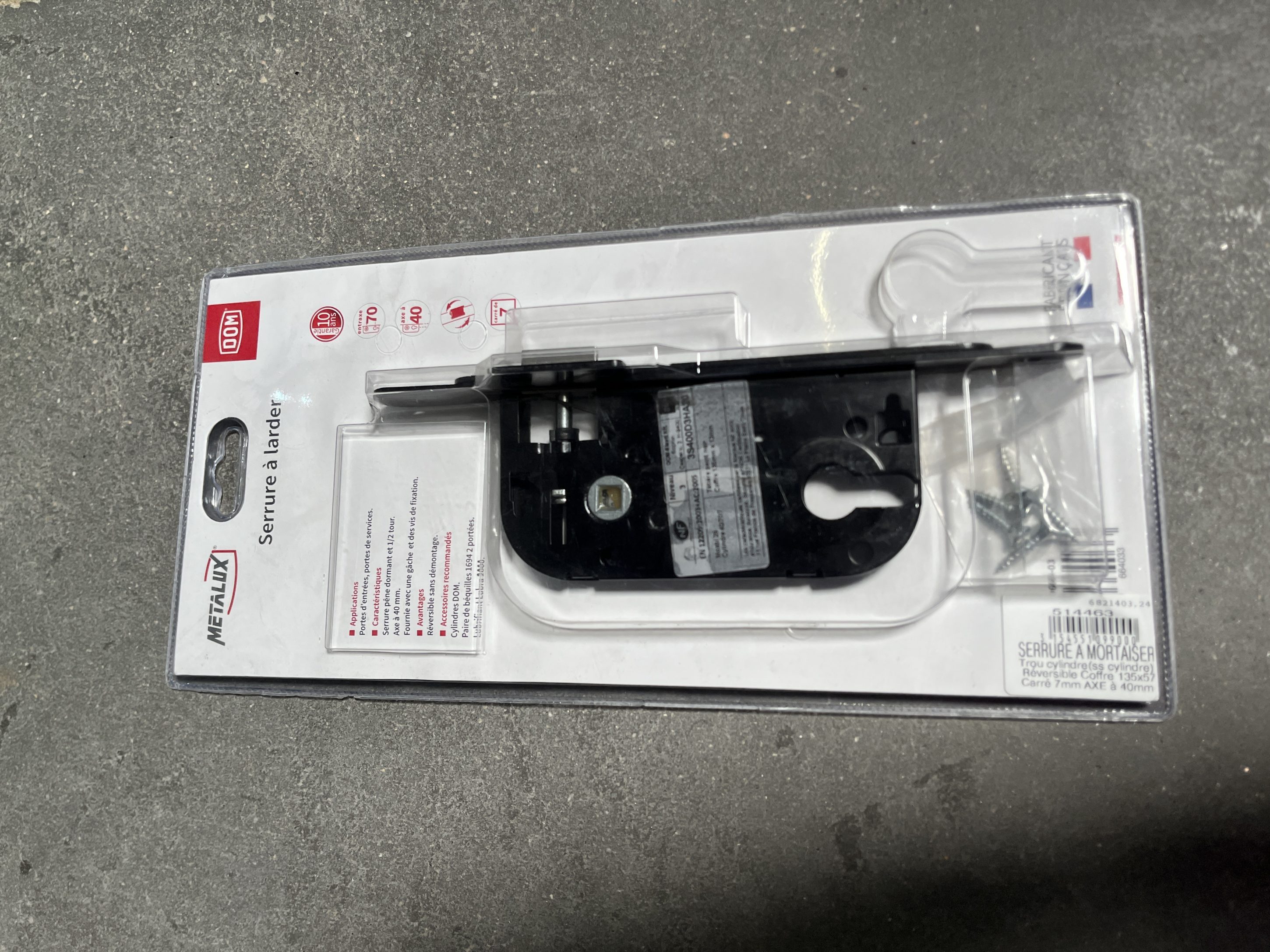 SERRURE LARD  AXE 40 TROU CYL