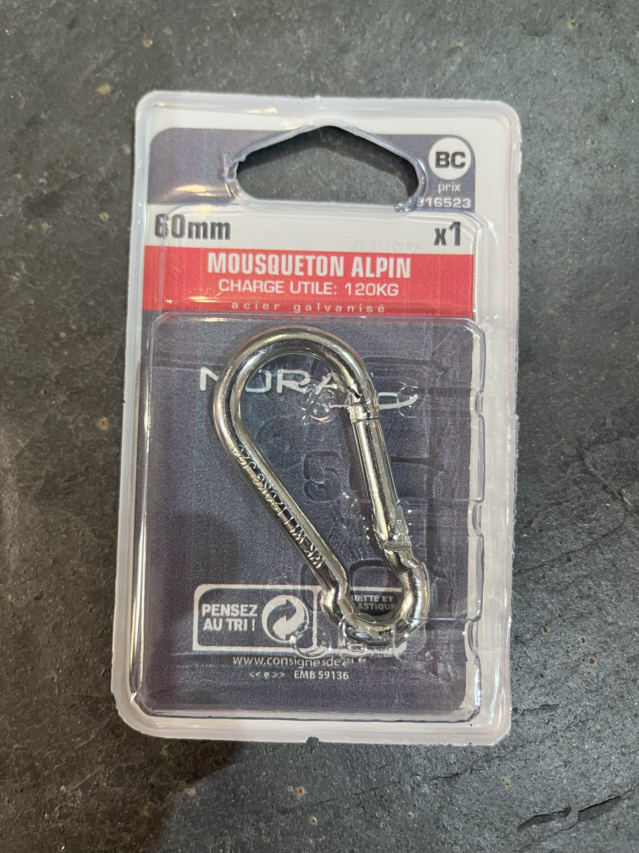 MOUSQUETON ALPIN SIMPLE  60MM