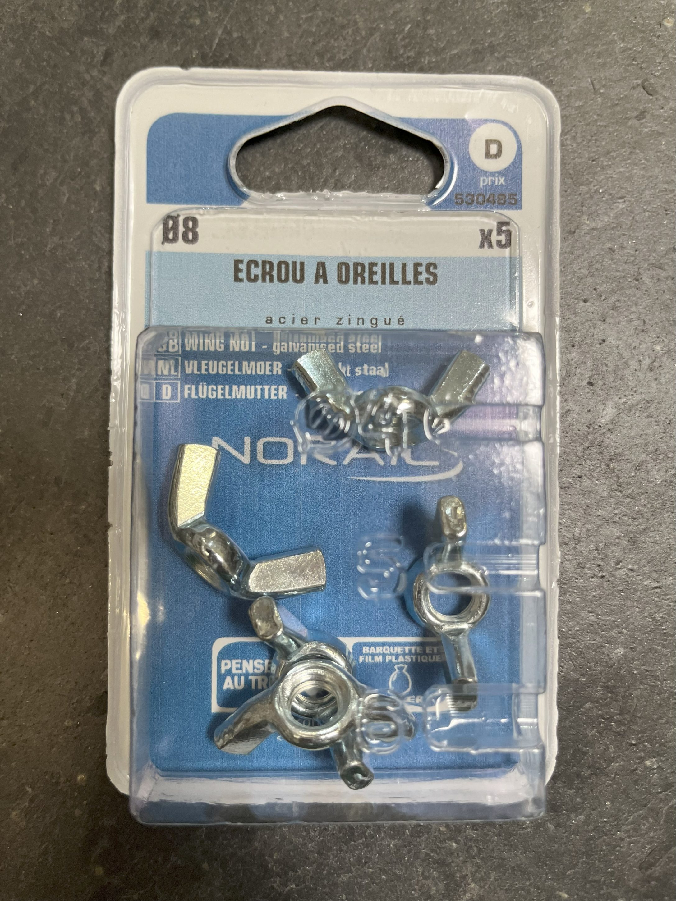 ECROU A OREILLES ZG D8MM X5