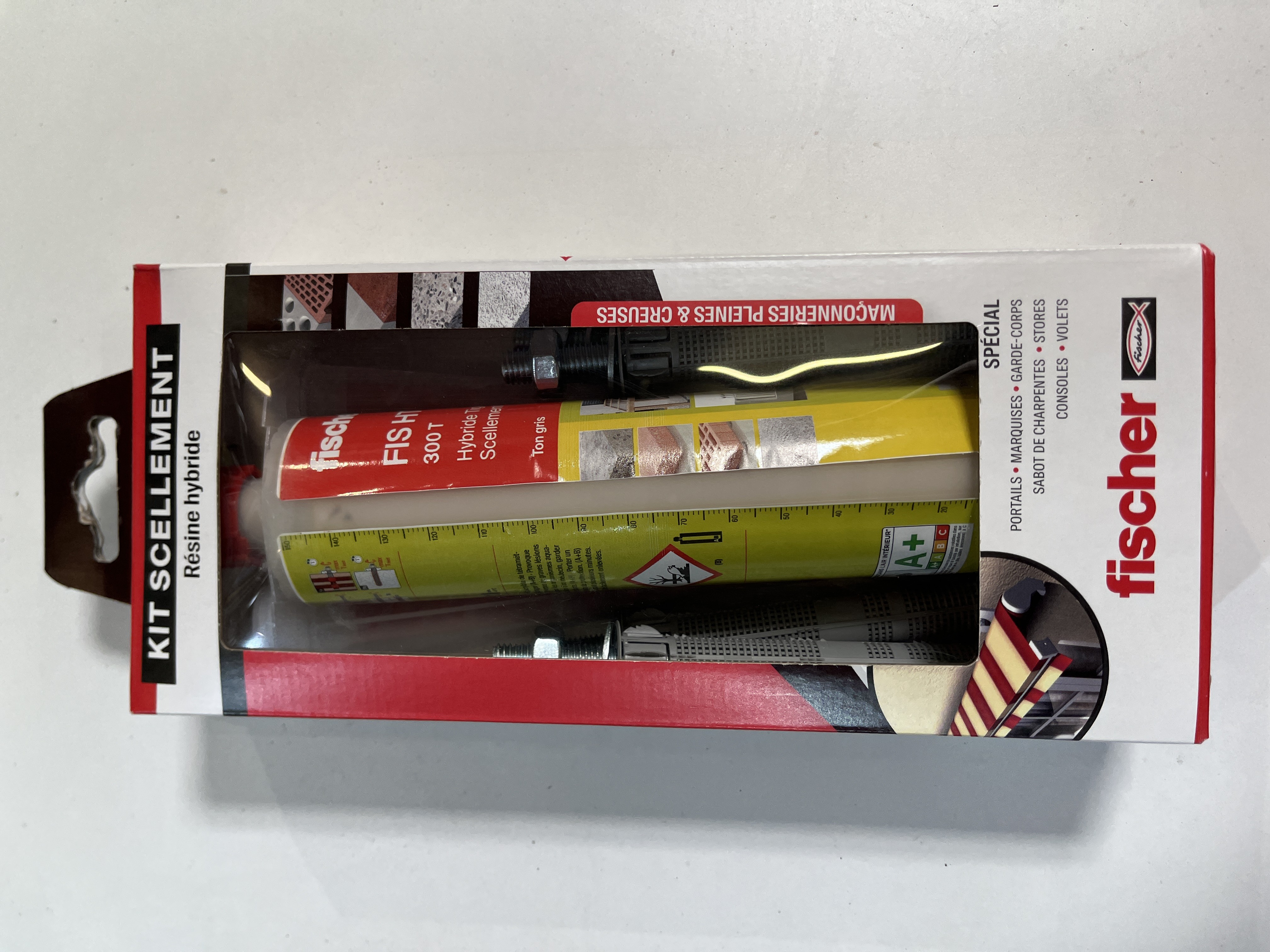 KIT scellement Chimique 1 résine + 4 Tamis + 4 Tiges/écrou