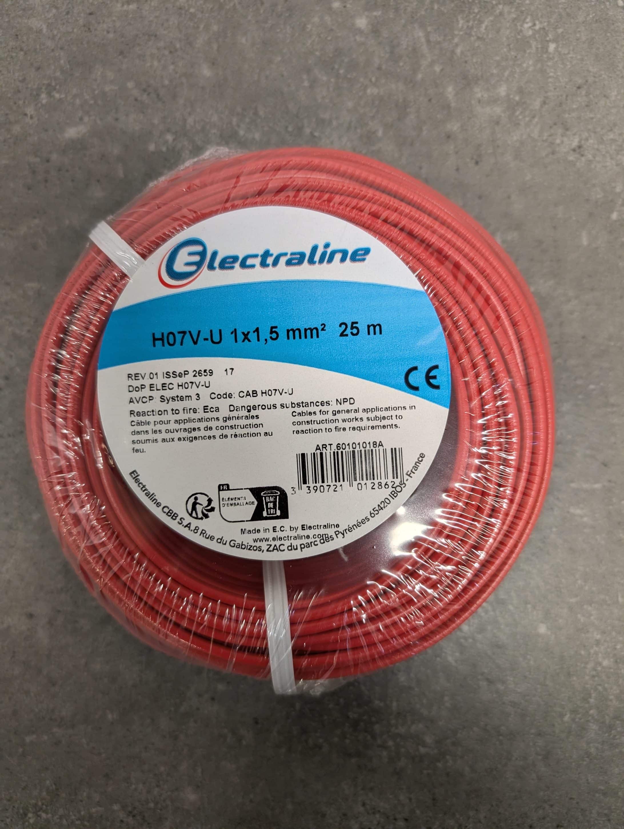 FIL HO7 V-U 1x1.5mm² ROUGE 25ML