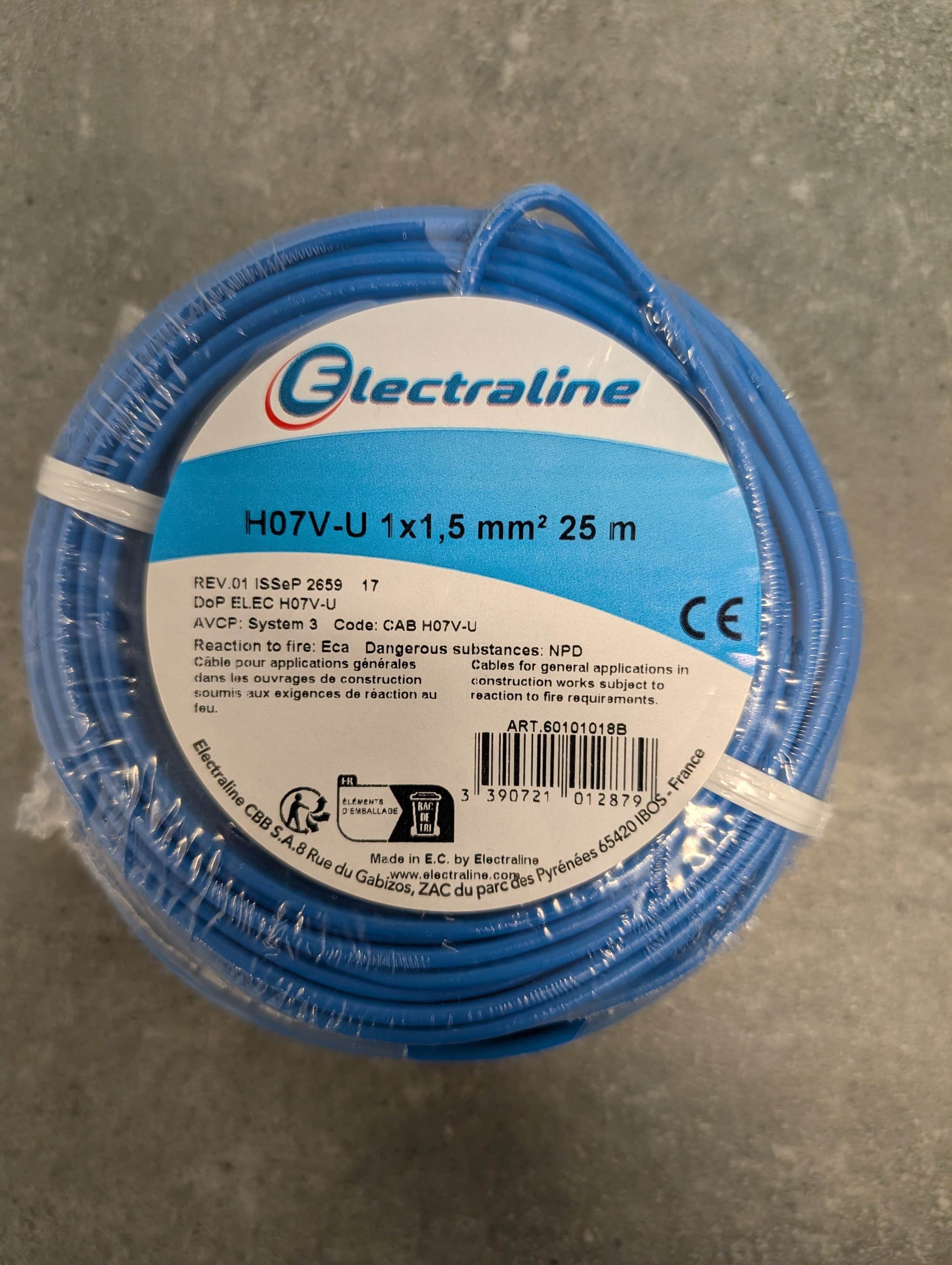 FIL HO7 V-U 1x1.5mm² BLEU 25ML