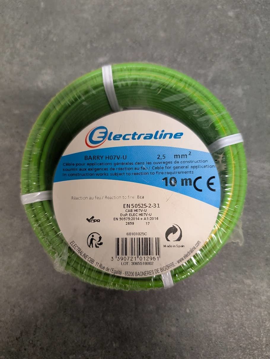 FIL FILM HO7 V-R 1x2.5mm² V/JAUNE 10M