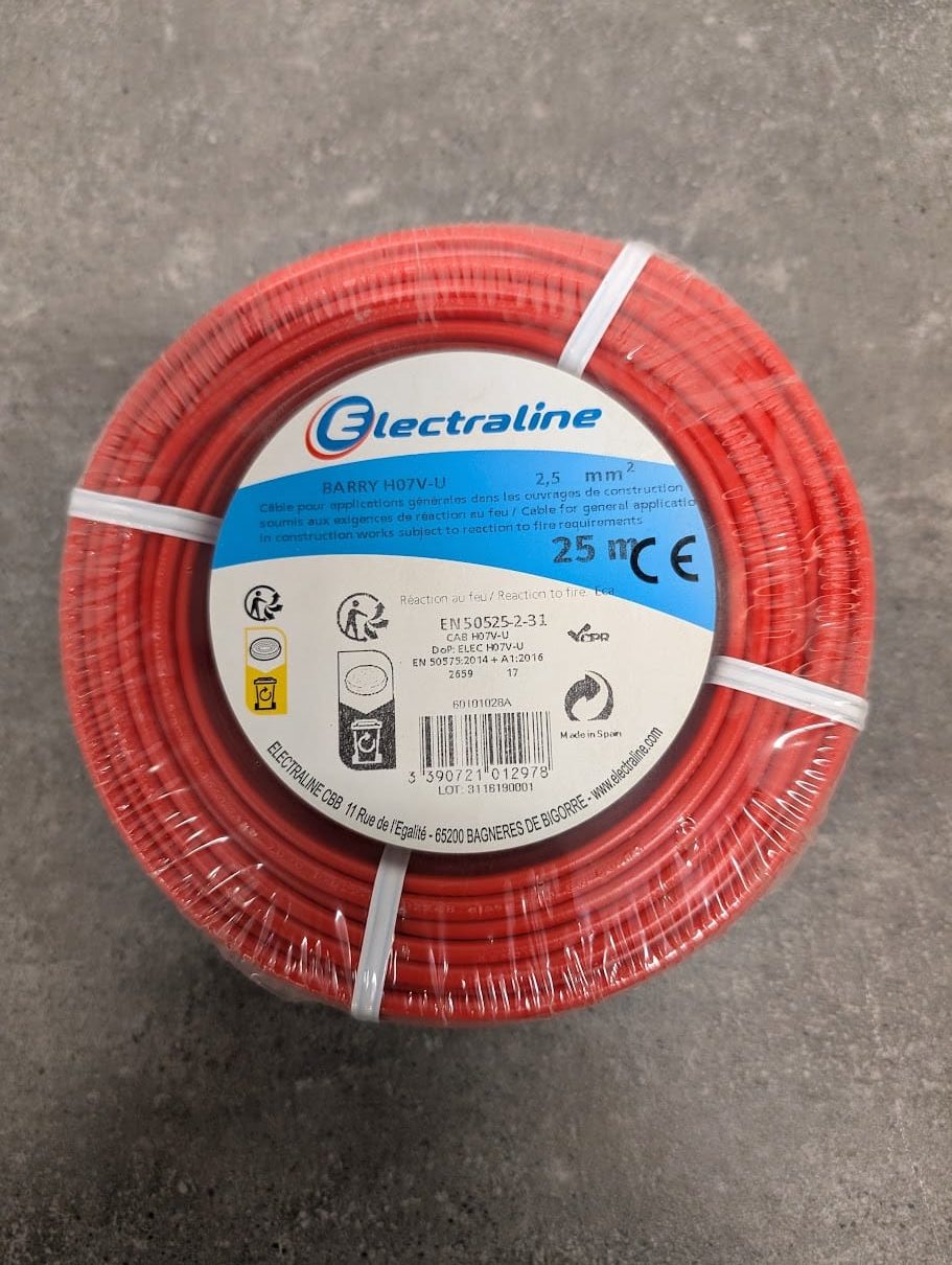 FIL HO7 V-U 1x2.5mm² ROUGE 25ML