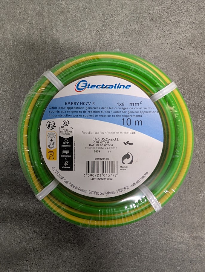 FIL FILM HO7 V-R 1x6mm² V/JAUNE 10M