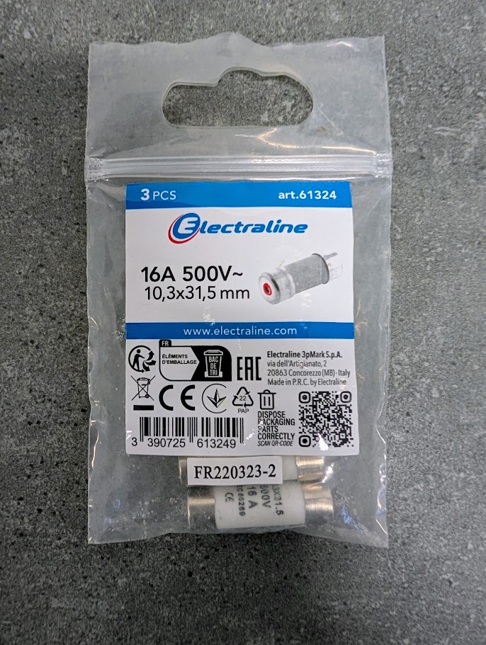 3 FUSIBLES +VOYANT 10,3x31,5  16A
