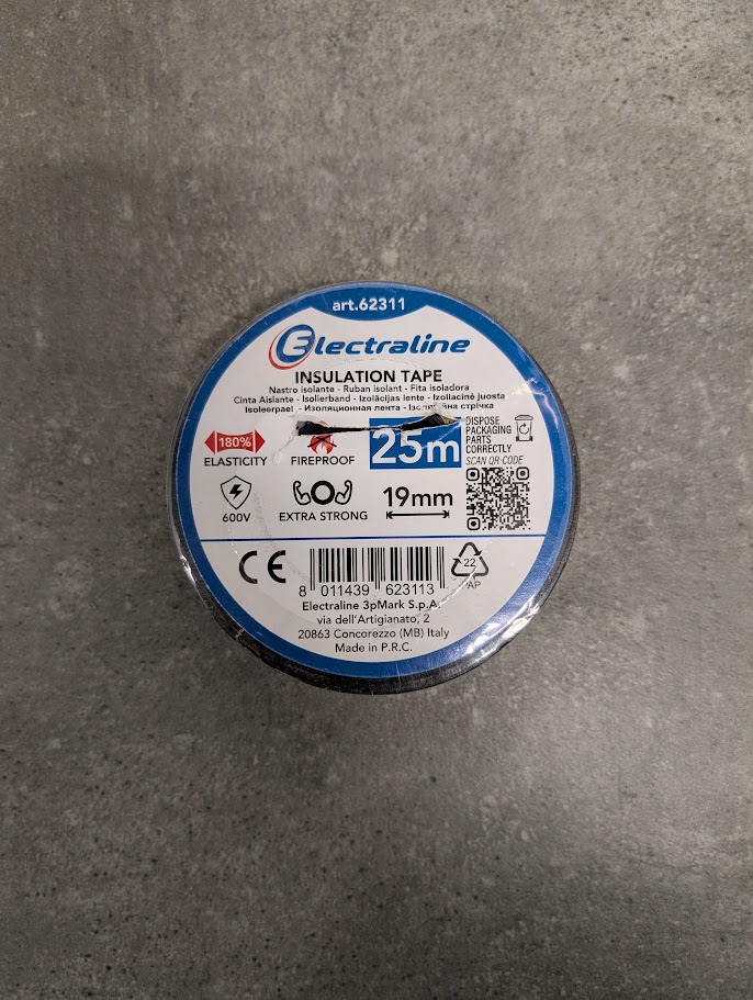 Ruban Ahesif Isolant 19mm 25 M Noir sach