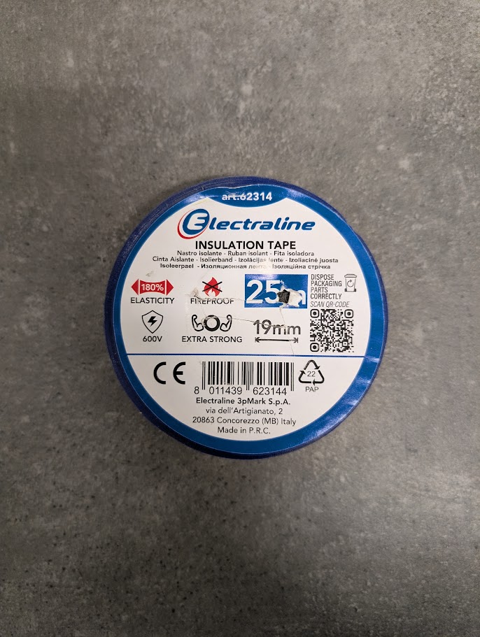 Ruban Ahesif Isolant 19mm 25 M Bleu sach