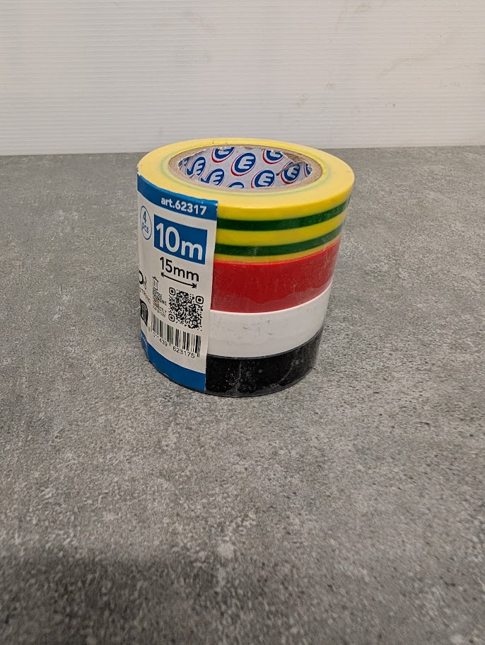 4 RUBANS ADHESIFS ISOLANTS 15MM 10M RGE, NOIR, V/J, BLC