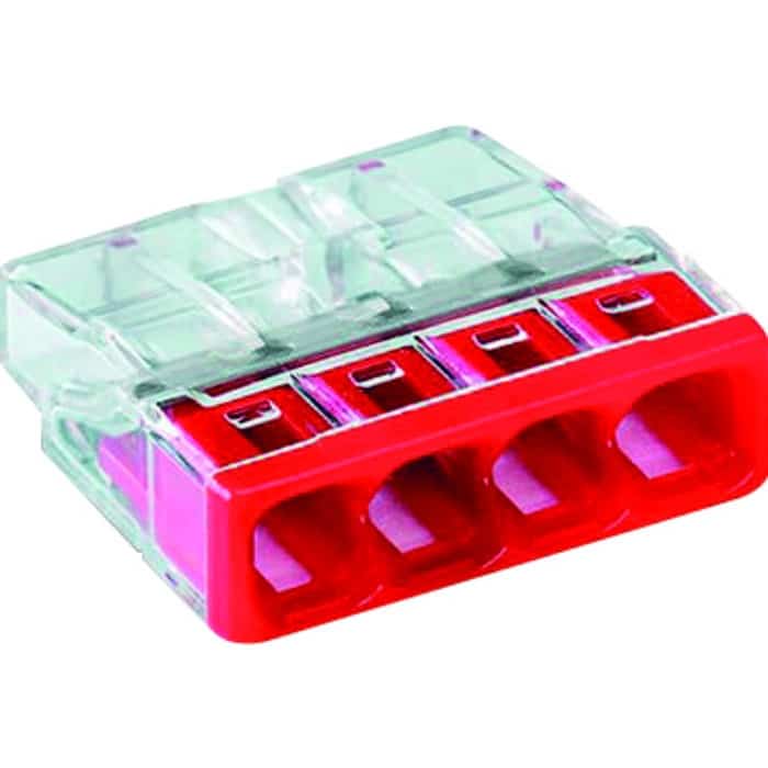 20 BORNE 4X0.5 ROUGE fil rigide