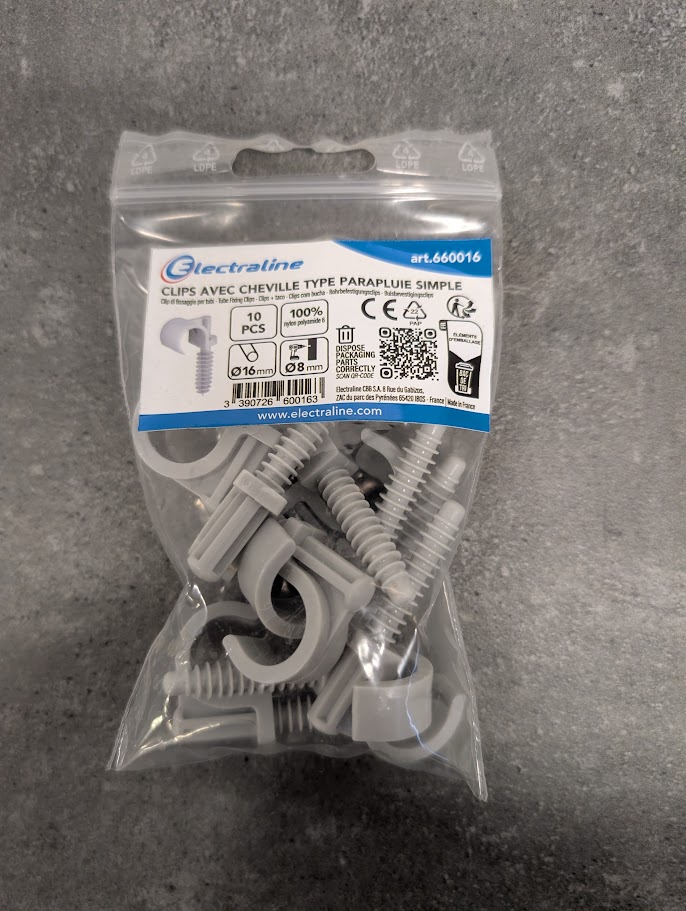 10 CLIPS PARAPLUIES SIMPLE Ø16