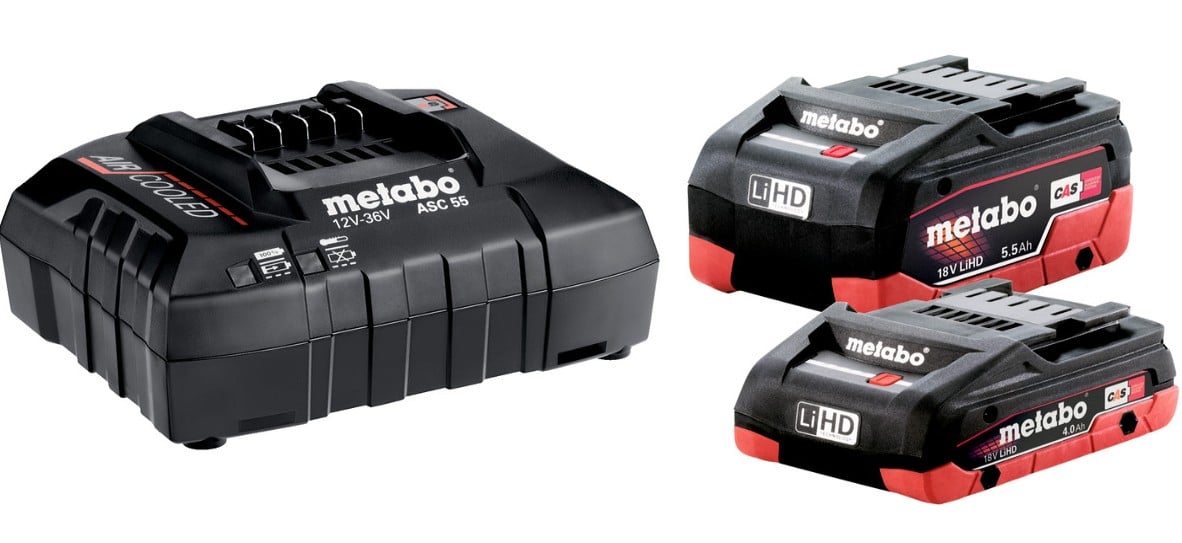 KIT CHARGEUR + 2 BATTERIES LI HD METABO 1x4,0 Ah + 1x5.5Ah