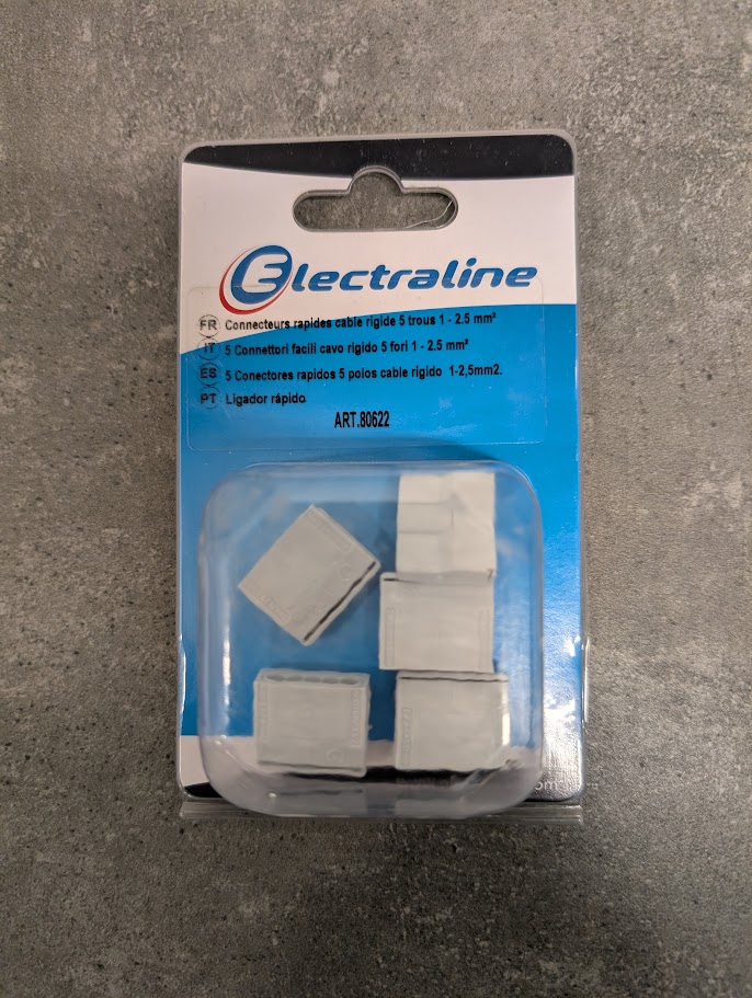5 CONNECTEURS RAPIDES CABLE RIGIDE 5 TROUS 1 - 2.5MM2