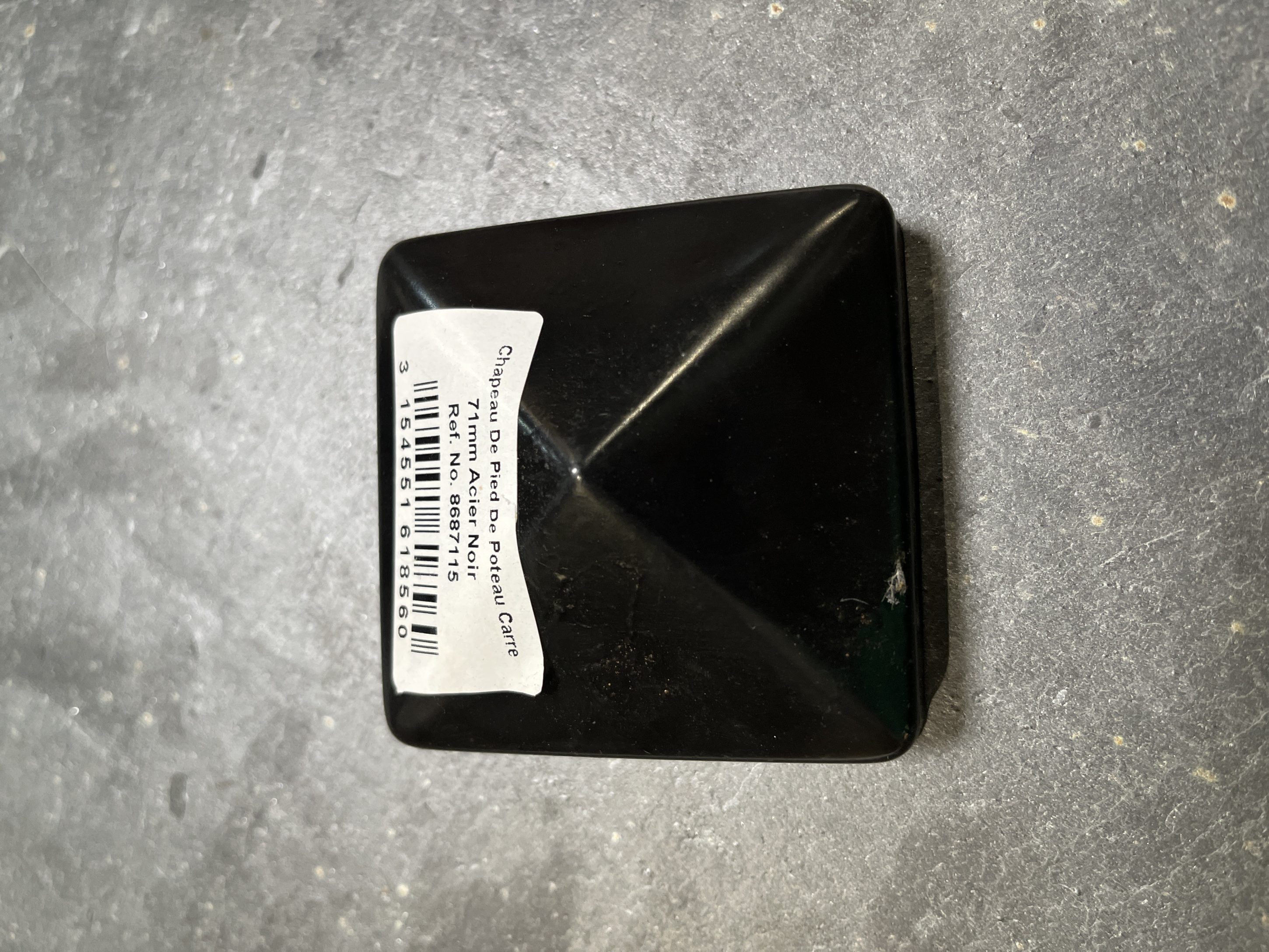 CHAPEAU POTEAU bois 71x71mm acier noir