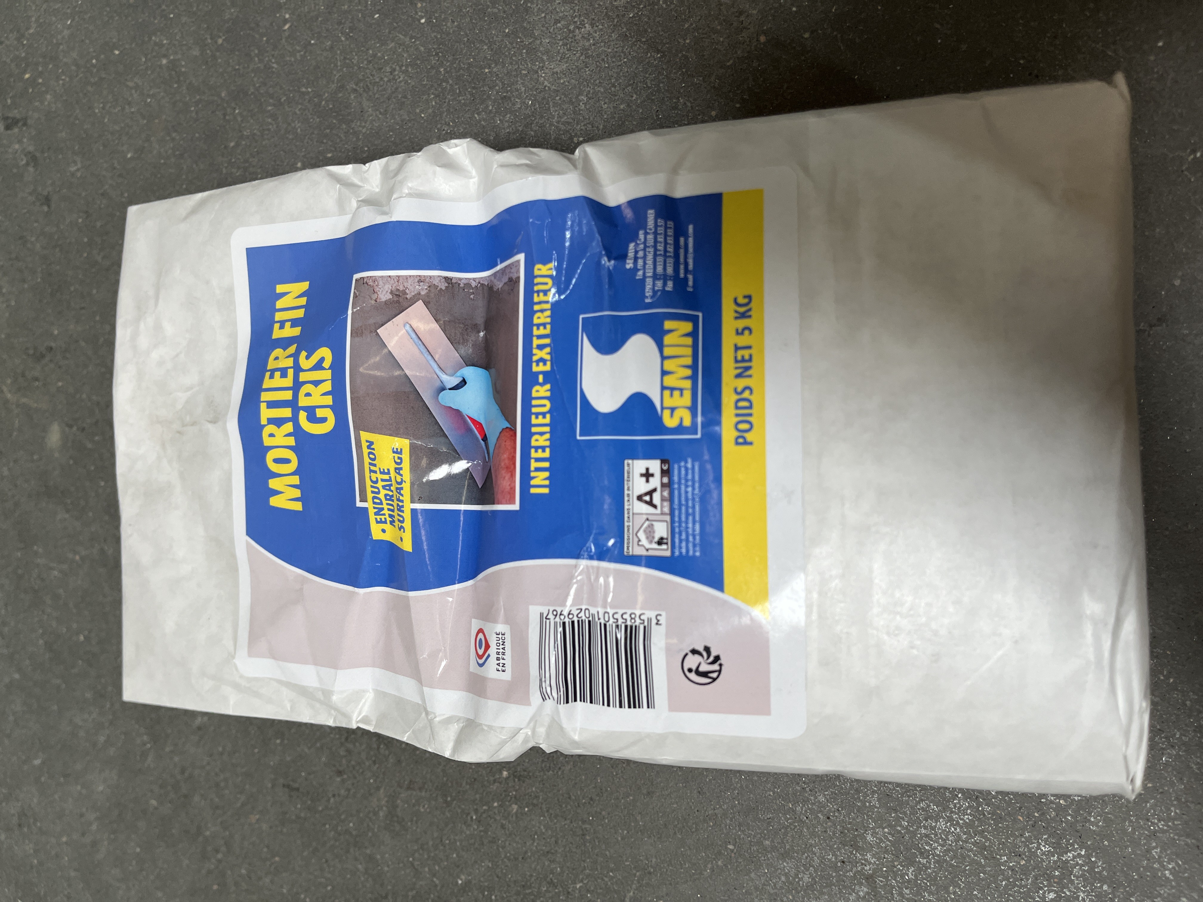 MORTIER FIN GRIS SAC 5KG