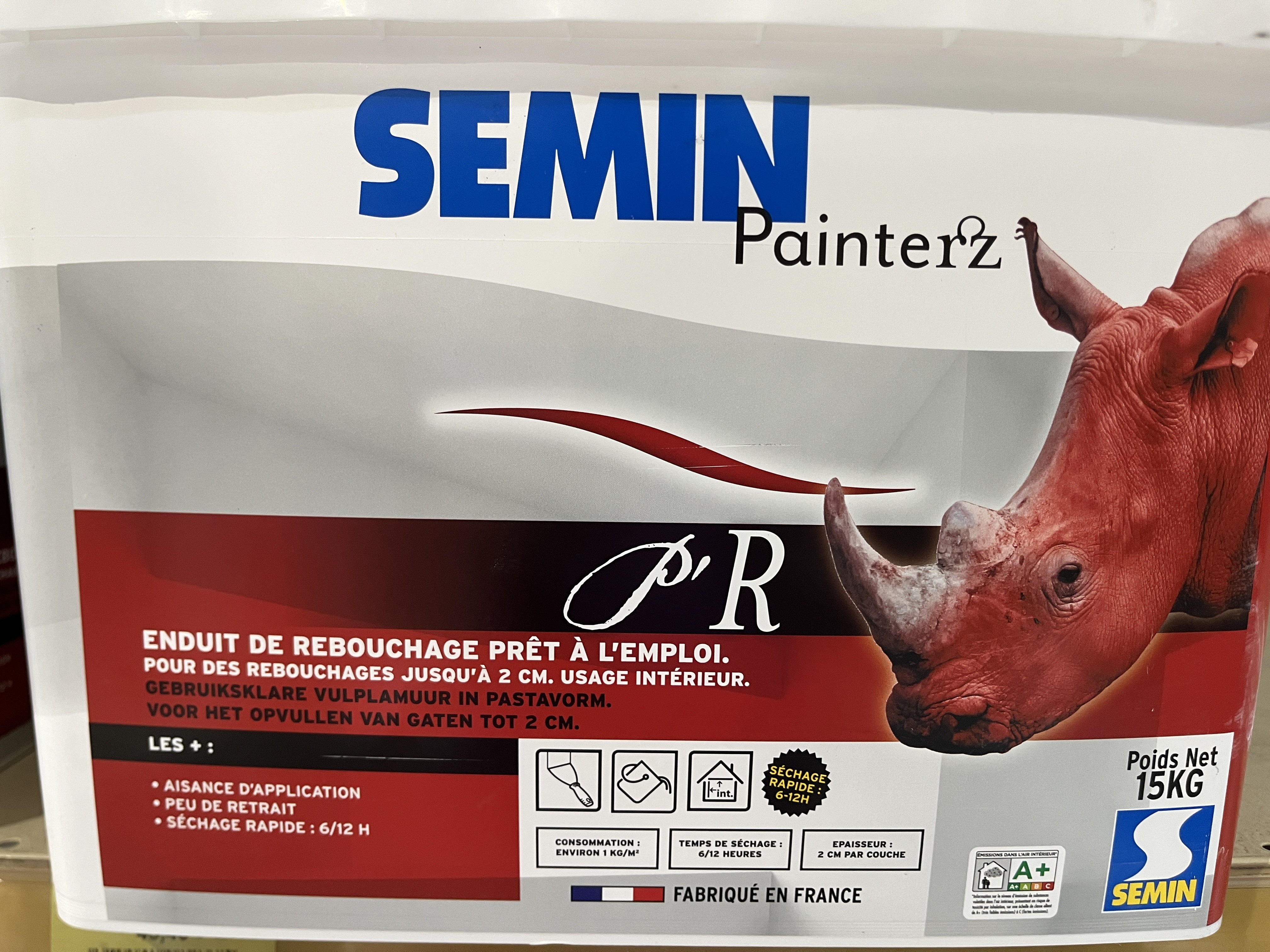 ENDUIT DE REBOUCHAGE PANTERZ SEAU 15KGS ROUGE