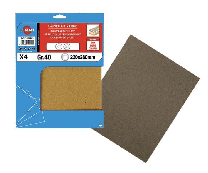4 FEUILLES PAPIER DE VERRE 230X280 GR 80