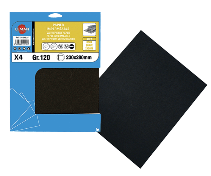 4 FEUILLES TOILE EMERI 230X280 GR 150