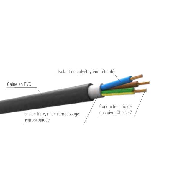 COURONNE 100M CABLE U-1000 3G2.5mm² R2V