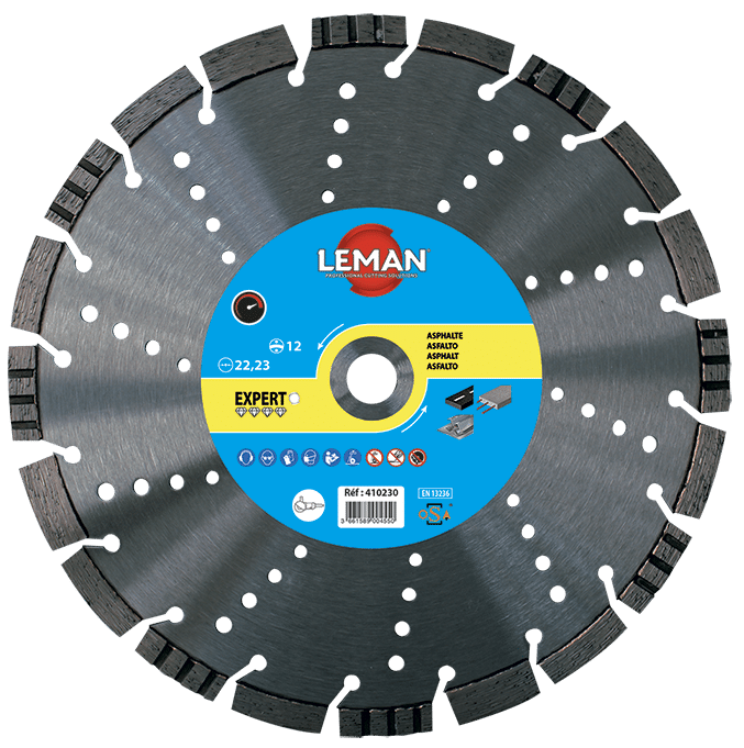 DISQUE DIAMANT SEGMENT SOUDE Diam 230 ASPHALTE + BETON ARME + ACIER + PIERRE