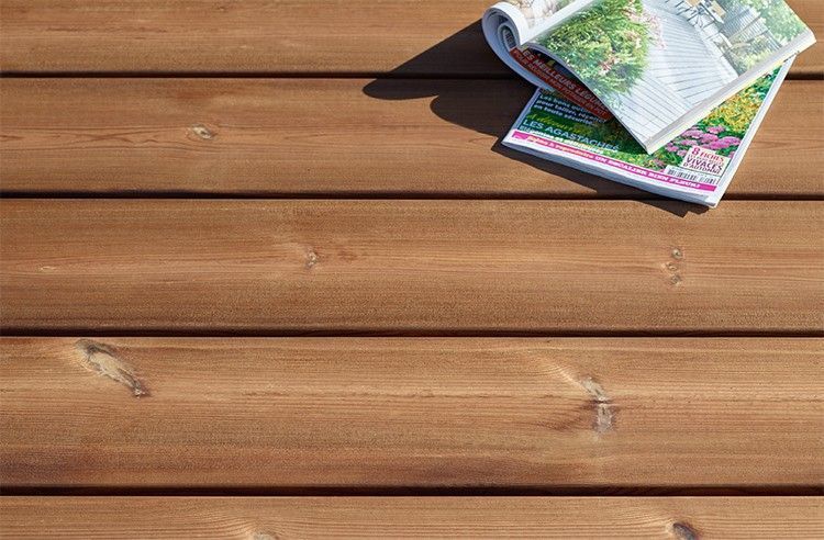 LAME TERRASSE 27X145mm 3 mL LISSE Traité Classe 4 Marron