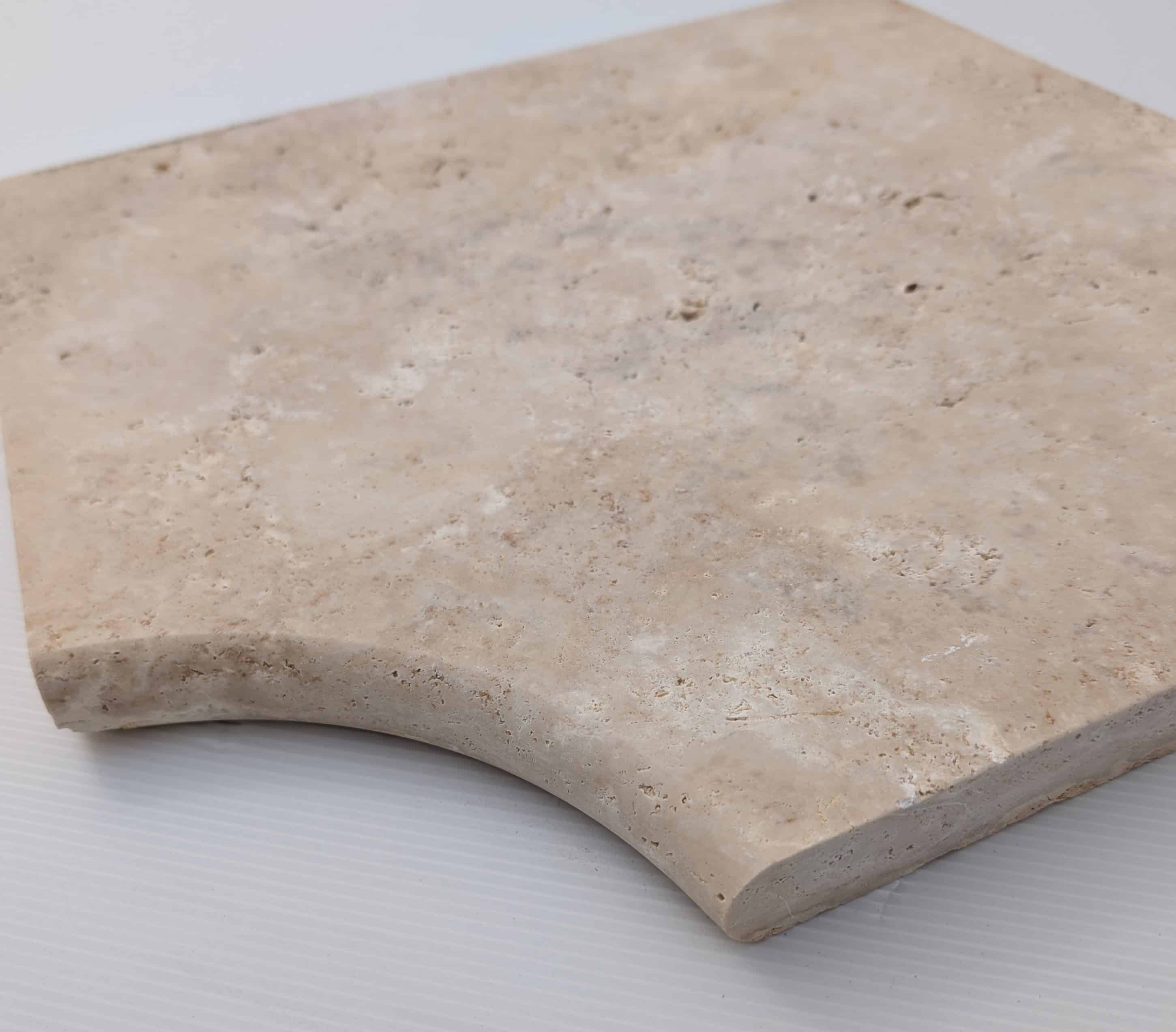 Margelle angle TRAVERTIN CHOIX COM. 45X45 ep 3cm PIERRE NATUREL