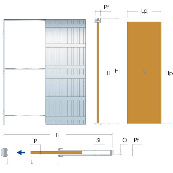 CHASSIS POUR PORTE COULISSANT 2030X800 + KIT FINITION CL 95