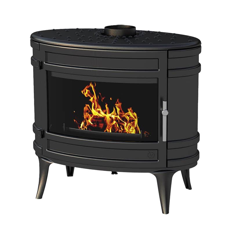 POELE Invicta MANDOR 12kW D150 Noir Anthracite / bûches 60cm / 65-145m²