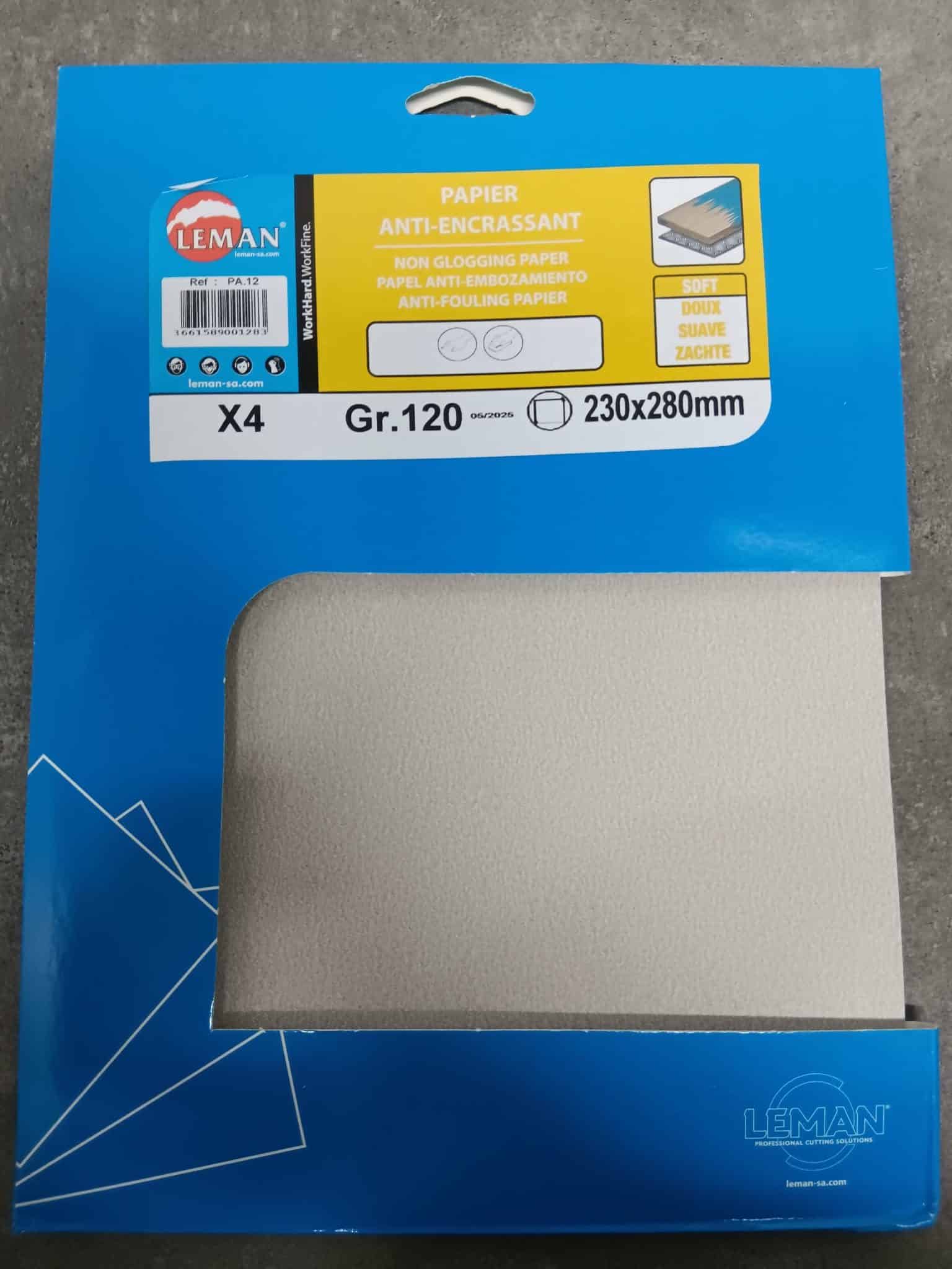 4 FEUILLES PAPIER ANTI-ENCRASSANT 230x28 GRAIN 120