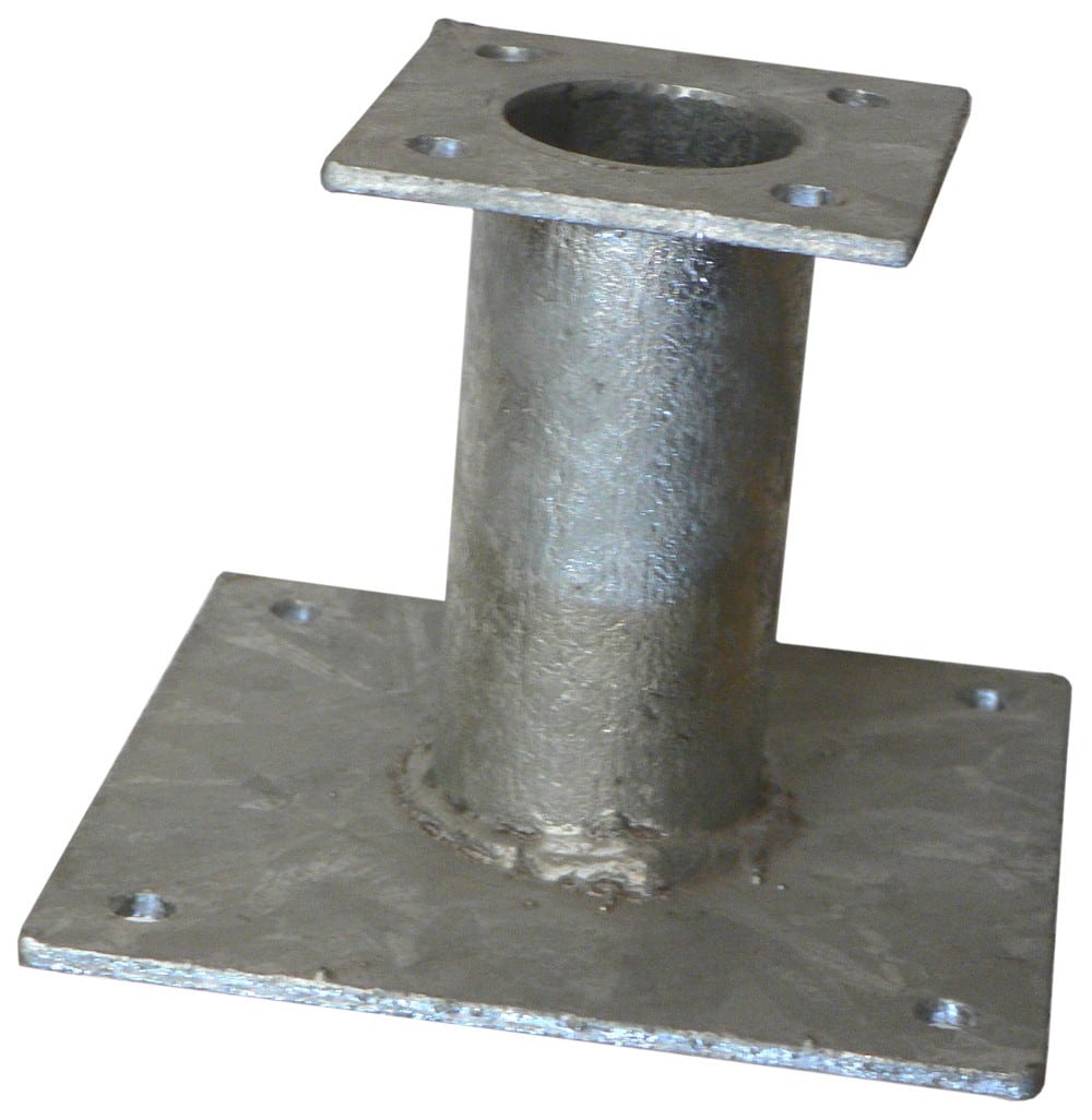 SUPPORT POTEAU DBLE PLAT. GALVA