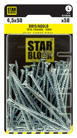 Blister de 50 Vis BOIS Torx 4,5x50mm VIS TORX STARBLOCK